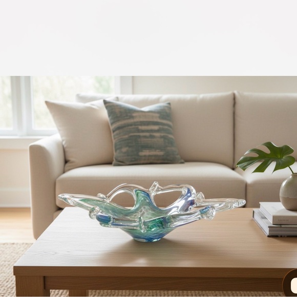 Vintage Murano Bowl Pastel Lavorazione Arte Hand Blown Star Shaped Glass MCM‎